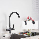 Keukenkraan met Filterfunctie – Enkel Handvat | Chroom/Zwart | Warm & Koud Water | Dekgemonteerd