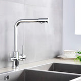 Keukenkraan met Filterfunctie – Enkel Handvat | Chroom/Zwart | Warm & Koud Water | Dekgemonteerd