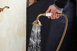 ZGRK Luxe Retro Douchekraan Set – Messing Wandmodel met Handdouche & Verlengde Uitloop