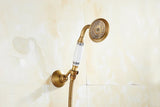 ZGRK Luxe Retro Douchekraan Set – Messing Wandmodel met Handdouche & Verlengde Uitloop