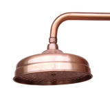 VintageRain 8” Ronde Regendouchekop in Antiek Roodkoper – Inclusief Muurarm (Standaard 1/2”) – Luxe Douchekop van Massief Messing
