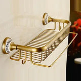 RoyalRetro Antiek Messing Badkamer Accessoireset met Porselein