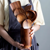 EcoWood – Luxe Houten Keukengerei Set met Opbergemmer