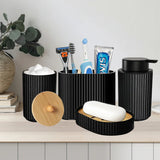NoirLuxe Badkamer Set – Moderne Zwarte Badkamer Accessoireset met Zeeppomp & Tandenborstelhouder
