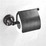 RetroRoll Zwart Antiek Toiletpapierhouder – Smeedijzeren Look met Sierlijke Gravure