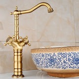 AntiqueGravé Antiek Messing Waskomkraan – Gegraveerd Design