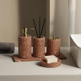 Rubèra Rood Travertin Badkamer Accessoires Set
