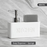CleanFlow Keuken Zeepdispenser Set – 2-in-1 met Sponshouder