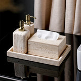 Travertine Élégance Badkamer Set – Luxe Beige Marmeren