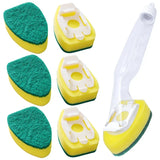 Afwasborstel Set met Spons & Zeepdispenser | Inclusief Handvat + 2 Vervangbare Sponskoppen