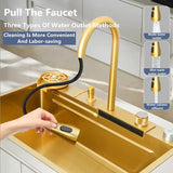 Gouden 304 RVS Keuken Waterfall Wasbak, Grote Enkelbak, Midden- en Onderbak, Versterkt