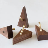 TriLuxe Driehoek Wandhaak – Messing & Massief Hout