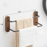 Dubbele Handdoekstang | 50–60 cm | Zwart of Goud/Walnoot | Geborsteld Alufer