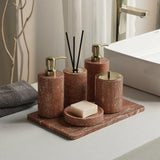 Rubèra Rood Travertin Badkamer Accessoires Set