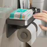 SmartHold Luxe – Aluminium Toiletrolhouder met Telefoonplankje