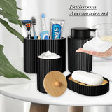 NoirLuxe Badkamer Set – Moderne Zwarte Badkamer Accessoireset met Zeeppomp & Tandenborstelhouder