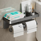 SmartHold Luxe – Aluminium Toiletrolhouder met Telefoonplankje