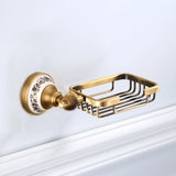 RoyalRetro Antiek Messing Badkamer Accessoireset met Porselein