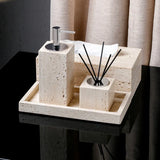 Travertine Élégance Badkamer Set – Luxe Beige Marmeren