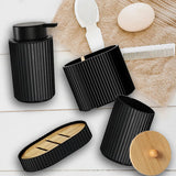 NoirLuxe Badkamer Set – Moderne Zwarte Badkamer Accessoireset met Zeeppomp & Tandenborstelhouder