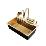 Gouden 304 RVS Keuken Waterfall Wasbak, Grote Enkelbak, Midden- en Onderbak, Versterkt