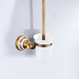 RoyalRetro Antiek Messing Badkamer Accessoireset met Porselein