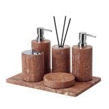 Rubèra Rood Travertin Badkamer Accessoires Set