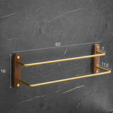 Dubbele Handdoekstang | 50–60 cm | Zwart of Goud/Walnoot | Geborsteld Alufer