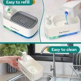3-in-1 Zeepdispenser Set met Sponshouder | Voor Keukenspoelbak