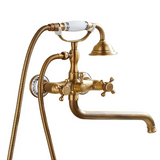 ZGRK Luxe Retro Douchekraan Set – Messing Wandmodel met Handdouche & Verlengde Uitloop