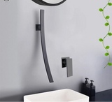 Wandgemonteerde Wastafelkraan – Donkere Afwerking | 2-Gats | Warm & Koud Water | Metaal