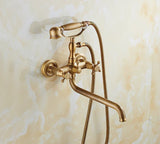 ZGRK Luxe Retro Douchekraan Set – Messing Wandmodel met Handdouche & Verlengde Uitloop