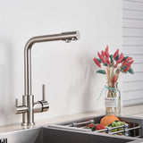 Keukenkraan met Filterfunctie – Enkel Handvat | Chroom/Zwart | Warm & Koud Water | Dekgemonteerd