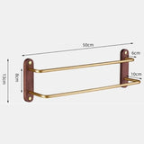 Dubbele Handdoekstang | 50–60 cm | Zwart of Goud/Walnoot | Geborsteld Alufer