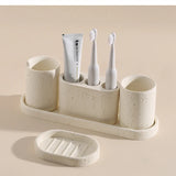 ZenTerra Wabi-Sabi Badkamer Set – Europese Natuurstenen Badkameraccessoires