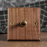 RetroLux Zwart Walnoot 1–4 Gang Wandschakelaar met Messing Toggle