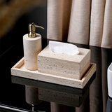 Travertine Élégance Badkamer Set – Luxe Beige Marmeren
