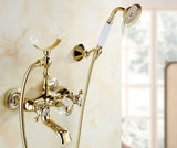 Royélisse Luxe Badkraan – Goudkleurige Messing Kraan met Kristalaccenten & Retro Handdouche