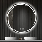 GlowRound Anti-condens LED Badkamerspiegel – Ronde HD Wandspiegel met Verlichting (3 Lichtkleuren)