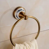 RoyalRetro Antiek Messing Badkamer Accessoireset met Porselein