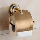 RoyalRetro Antiek Messing Badkamer Accessoireset met Porselein