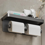 SmartHold Luxe – Aluminium Toiletrolhouder met Telefoonplankje