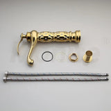 Luxe Handgeschilderde Keramische Wastafel met Gouden Kraan – Rond