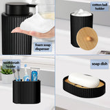 NoirLuxe Badkamer Set – Moderne Zwarte Badkamer Accessoireset met Zeeppomp & Tandenborstelhouder