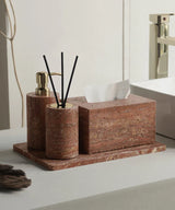 Rubèra Rood Travertin Badkamer Accessoires Set