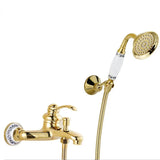 Royélisse Luxe Badkraan – Goudkleurige Messing Kraan met Kristalaccenten & Retro Handdouche