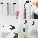 Zelfklevende RVS Badkamer Accessoireset – Geen Boren | Geborstelde Afwerking | Metalen Montage