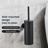 SteelClean Luxe Toiletborstel met Wandhouder – Zwart RVS Design