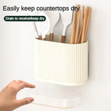 Organix – Multifunctionele Keukenbestekhouder met Afvoer & Wandmontage (Zonder Boren)