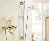Royélisse Luxe Badkraan – Goudkleurige Messing Kraan met Kristalaccenten & Retro Handdouche